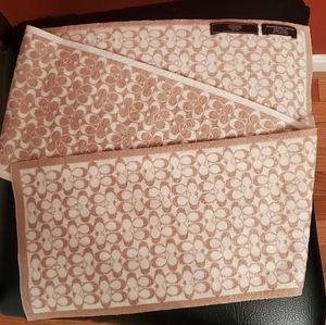 Coach Metallic Signature Logo Jacquard Knit Scarf